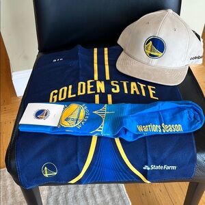 GS Warriors Tan adjustable Cap, towel and sock bundle - ALL NEW